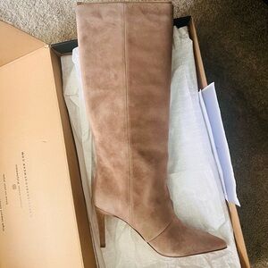 Brown Suede Knee-High Boots-Still in box, never worn. 3.15 heel height